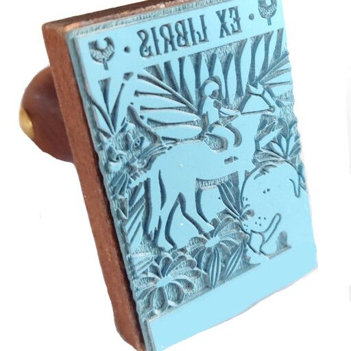 Névre szóló Ex Libris Pecsét / Könyvpecsét - Lovas, kutyás, cicás