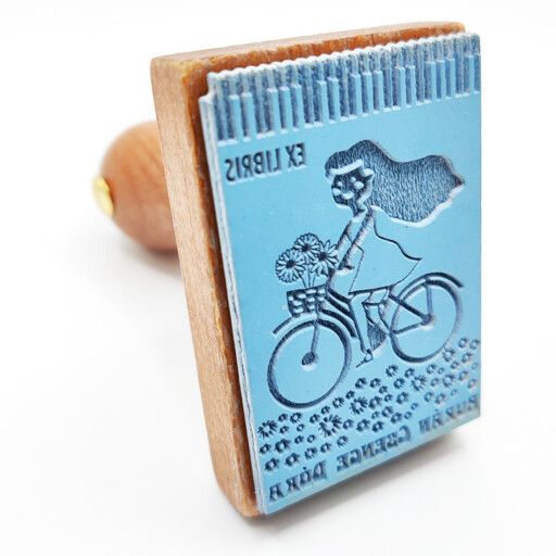 Névre szóló Ex Libris Pecsét / Könyvpecsét - Biciklis-zongorás