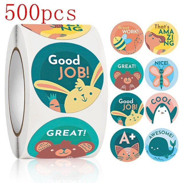 50 500pcs round awesome great cute animals journaling stickers collage material sticker for school Adhesive labels.jpg 640x640 1